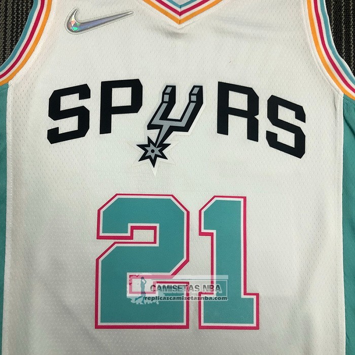 Camiseta San Antonio Spurs Tim Duncan NO 21 Ciudad 2021-22 Blanco